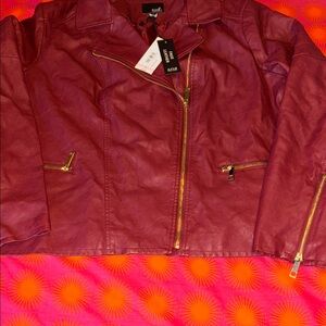 Women’s Burgundy Faux Leather Jacket” ready for spring